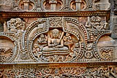 Orissa - Bhubaneswar. Parsurameswar Temple, medallion above the central niche of the eastern face of the deul: image of Lakulisha the mythical founder of the Pasupata Tantric sect. 