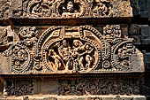 Orissa - Bhubaneswar. Parsurameswar Temple, 'Shiva begs food from Parvati' panel of the southern face of the deul. 