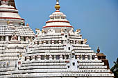 Orissa - Puri. Jagannatha Temple. The white plastered piramidal roofs of the jagamohana and of the nata and bogha-mandapa.  