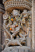 Orissa - Puri, sculpture of River Ganga goddess on the temple entrance found along the road leading to the beach. 