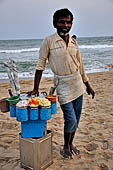 Orissa - Puri, the beach around sunset fills up with tourists and families. 