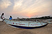 Orissa - Puri, the beach around sunset fills up with tourists and families. 