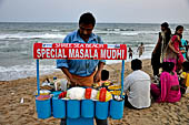 Orissa - Puri, the beach around sunset fills up with tourists and families. 