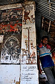 Orissa - Raghurajpur. Paintings decorating the house walls. 