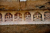 Orissa - Bhubaneswar. Rajarani temple, Navagrahas (the nine planets) panel at the doorway entrance of the jagamohana.