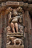 Orissa - Bhubaneswar. Rajarani temple, Yama (dikpala of the south), the Judge of the Deads, with his vehicle a buffalo.