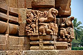 Orissa - Bhubaneswar. Rajarani temple, lions at the base of the pillars of the gates of the jagamohana.