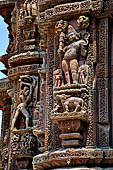 Orissa - Bhubaneswar. Rajarani temple, Yama (dikpala of the south), the Judge of the Deads, with his vehicle a buffalo.