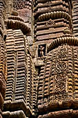 Orissa - Bhubaneswar. Rajarani temple, detail of the miniature sikkara decorating the deul.