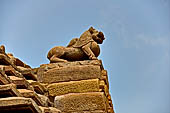 Orissa - Bhubaneswar. Rajarani temple, 'flying lion' over the pediments of the jagamohan.