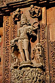 Orissa - Bhubaneswar. Rajarani temple, Varuna (dikpala of west), god of the ocean, standing on his vehicle the makara (crocodile).