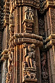 Orissa - Bhubaneswar. Rajarani temple, sculptures of the deul, with Yama the dikpala of the south direction.