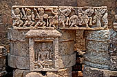 Ratnagiri - The main monastery. Stone sculptures of the courtyard. Decorative details.