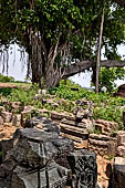 Ratnagiri - Sculpture fragments in front of the main monastery.