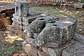 Ratnagiri - Sculpture fragments in front of the main monastery. 