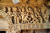 Udaigiri Cave 1  Rani Gumpha Queen's Cave - The ground floor, archway of the northern corner. Details of the panel on left of the doorway. 