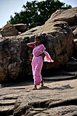 Orissa - Bhubaneswar. People visiting Udaigiri cave. 