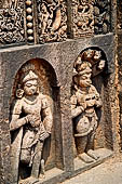 Udayagiri - Monastery n1 . Decoration detail of the richly carved doorframe of the sanctum. Dvarapalas. 