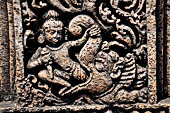 Udayagiri - Monastery n1. Decoration detail of the richly carved doorframe of the sanctum. 