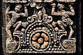 Udayagiri - Monastery n1. Decoration detail of the richly carved doorframe of the sanctum. 