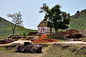 Udayagiri - Udayagiri II escavationa. The Hindu temple. On the foreground an unfinished statue. 