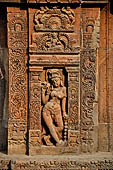 Orissa - Bhubaneswar. Vaital deul, west face of the deul. Lateral panels with beautiful female figures.