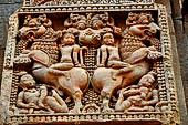 Orissa - Bhubaneswar. Vaital deul, detail of the lateral panels on the north face of the deul. 