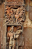 Orissa - Bhubaneswar. Vaital deul, decorations on the west face of the deul: lions with riders. 