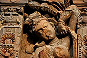 Orissa - Bhubaneswar. Vaital deul, west face of the deul. Details of the lateral panels with female figures. 