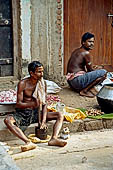 Orissa - traditional Brahmin villages near Puri. Preparation of the food by the Brahmins of the temple. 