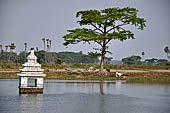 Orissa - The village of Hirapur. The tank with a small temple in the middle. 