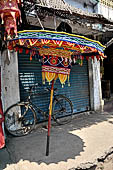 Orissa - the small Pipili town, famous for its applique craft. The main road lined with shops. 