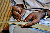 Orissa - craft house in a village near Raghurajpur. Etching on palmleaf. 