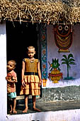 Orissa - village near Raghurajpur. Young boys welcoming the visitors. 