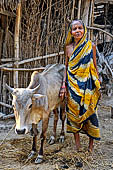 Orissa - traditional Brahmin villages near Puri. Lady proud of her cow. 