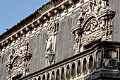 Catania Palazzo Biscari - the richly decorated windows of the facade overlooking the marina.