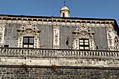 Catania Palazzo Biscari - the richly decorated windows of the facade overlooking the marina.