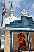 Aluvihara cave temples - The white dagoba at the top of the complex.