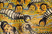 Aluvihara cave temples - Cave 2. Paintings of the cave entrance. Wall Paintings of the Buddhist hell.