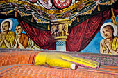 Aluvihara cave temples - Cave 1. Detail of the reclining Buddha statue.