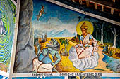 Aluvihara cave temples - Cave 1. Details of the paintings of the cave entrance.