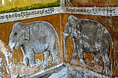 Aluvihara cave temples - Cave 1. Details of the paintings of the cave entrance.