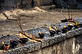 Dambulla cave, votive lamps to the bho tree.