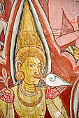 Dambulla cave temples - Cave 2, Maharaja Vihara (Temple of the Great Kings) panels of the Mara Parajaya (Defeat of Mara): panel of the Isipatana, details of the assembly receiving the first Buddha sermon.