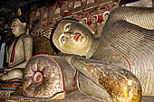 Dambulla cave temples - Cave 2, Maharaja Vihara (Temple of the Great Kings) reclining Buddha statue.