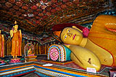 Mulkirigala cave temples - Third terrace. The Raja Mahavihara or the Old Temple. Reclined Buddha statue.