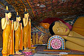 Mulkirigala cave temples - Third terrace. The Raja Mahavihara or the Old Temple. Reclined Buddha statue.