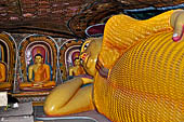 Mulkirigala cave temples - Third terrace. The Aluth Viharaya. Reclined Buddha statue. 