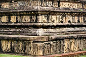 Polonnaruwa - the Citadel, the Council Chamber. Friezes of the platform with dwarfs, lions and galumphing elephants.