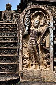 Polonnaruwa - the Vatadage. Detail of the guardstone of the southern stairway. 